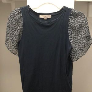 navy shirt floral sleeve